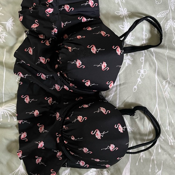 Black Flamingo Print Swim Top - Picture 2 of 4
